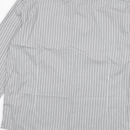 NEXT Mens Grey Striped Cotton Button-Up Size L Collared Button