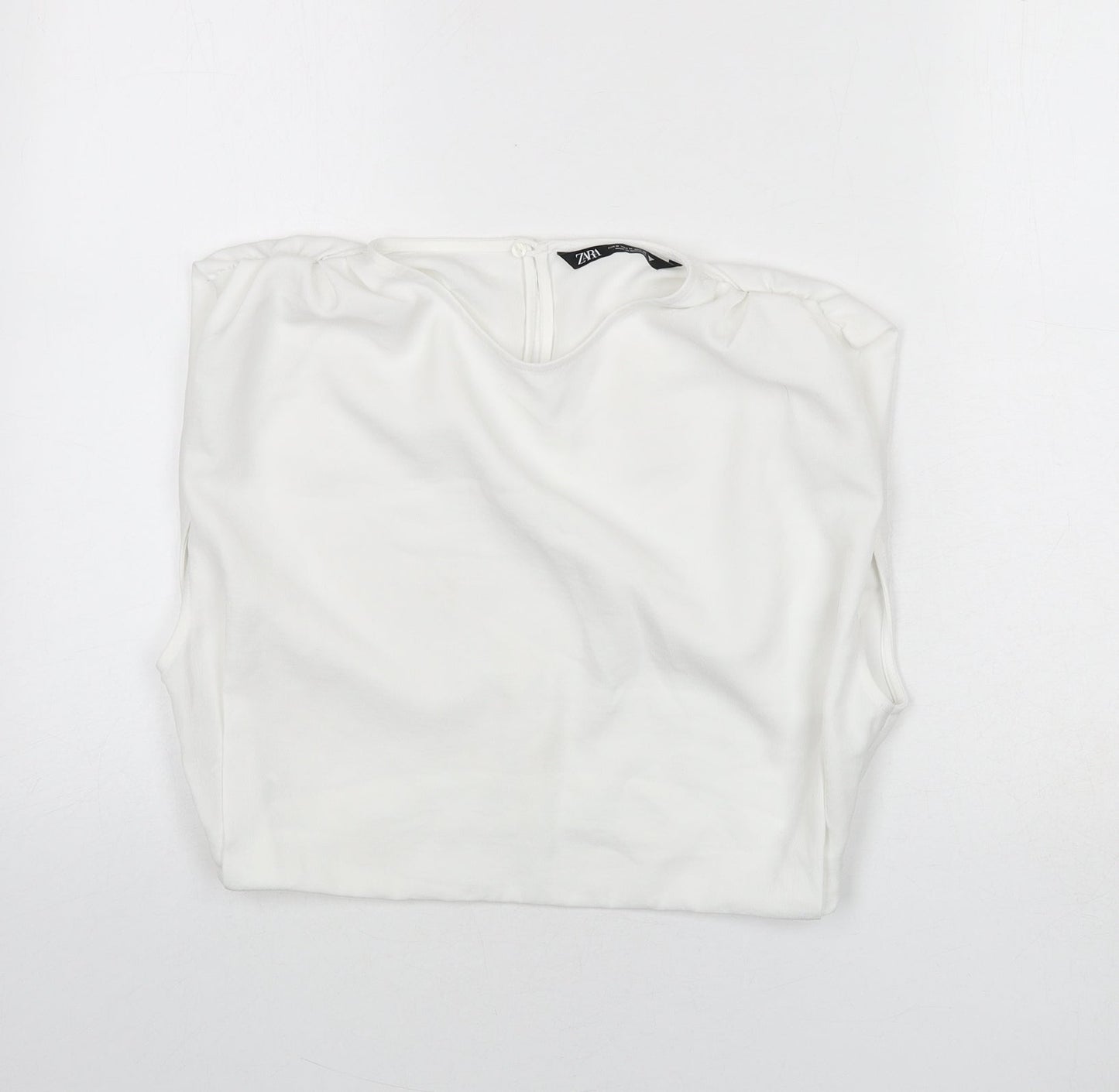 Womens UK Size M Zara White Cropped Blouse