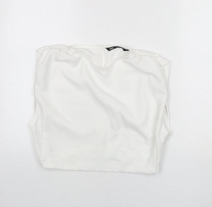Womens UK Size M Zara White Cropped Blouse