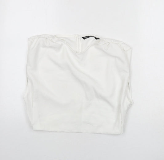Womens UK Size M Zara White Cropped Blouse