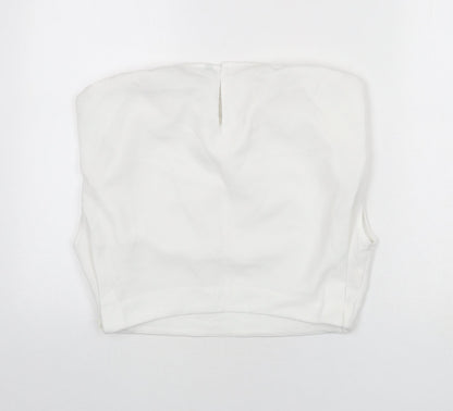 Womens UK Size M Zara White Cropped Blouse