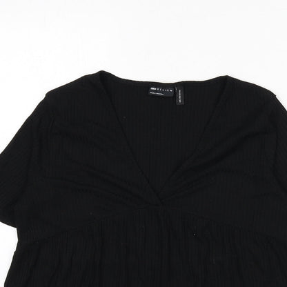 Womens UK Size 4 ASOS Black Basic T-Shirt