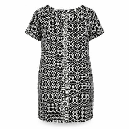Marks and Spencer Womens Black Geometric Viscose Sheath Size 18 Round Neck Zip