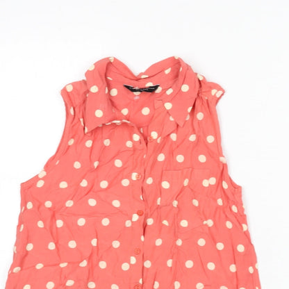 Womens UK Size 8 Dorothy Perkins Pink Basic Button-Up