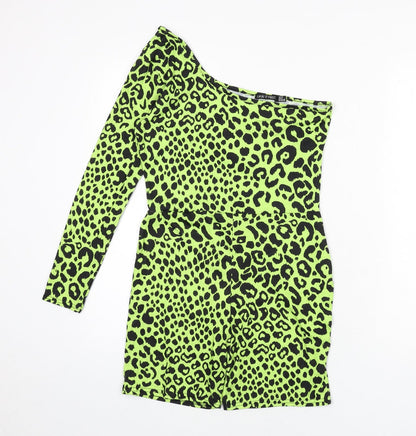 I SAW IT FIRST Womens Green Animal Print Polyester Romper One-Piece Size 10 L6 in Pullover - Leopard Print