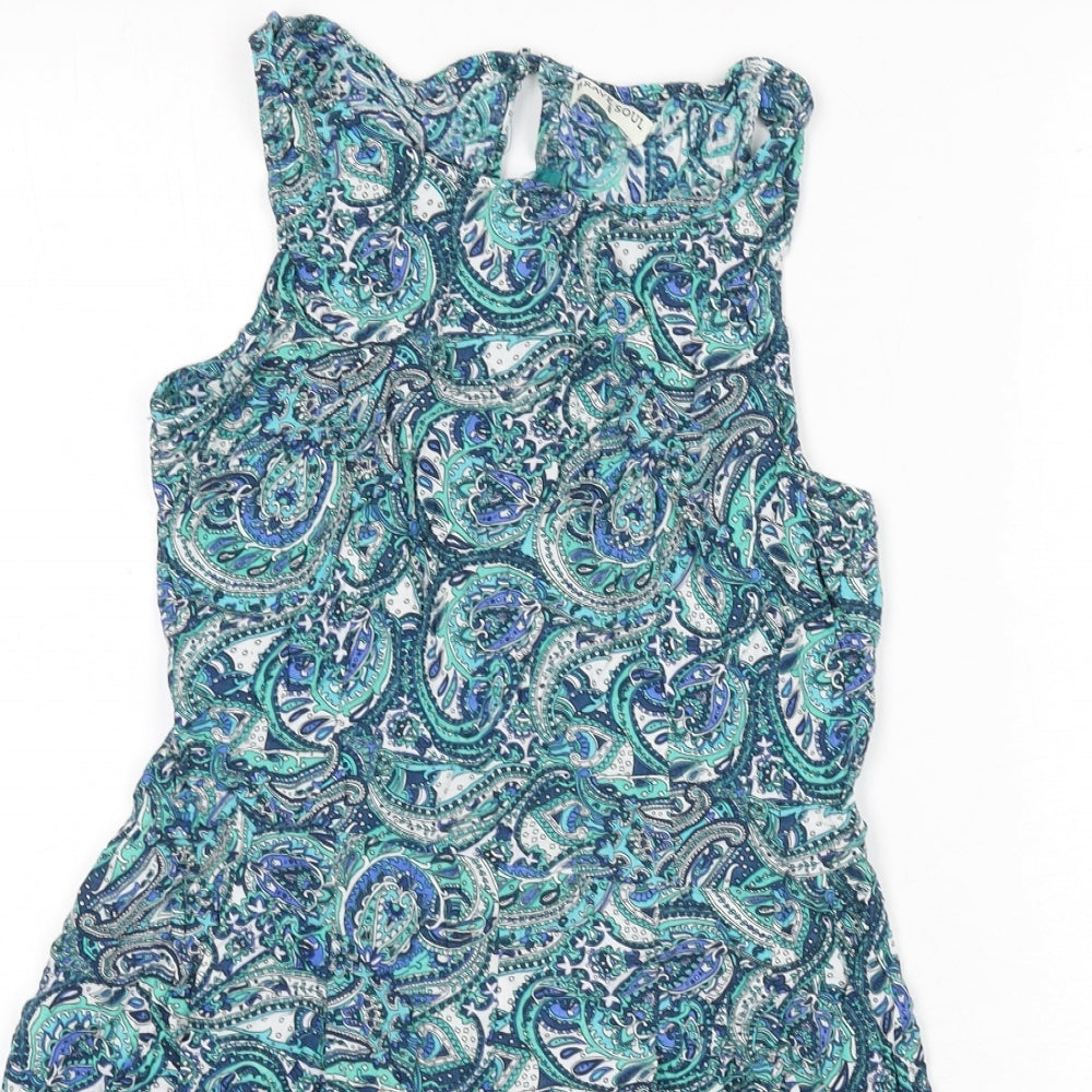 Brave Soul Womens Multicoloured Paisley Viscose Romper One-Piece Size S Zip