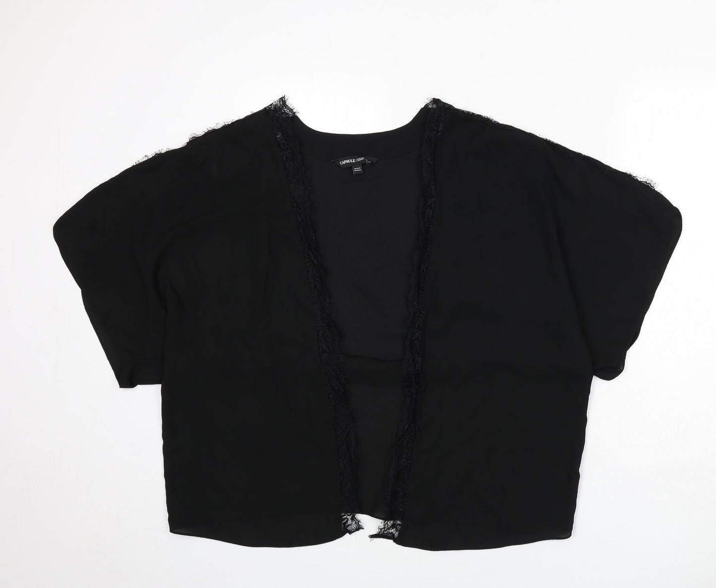 Capsule Womens Black Polyester Basic Blouse Size 18 V-Neck - Kimono, Lace Trim