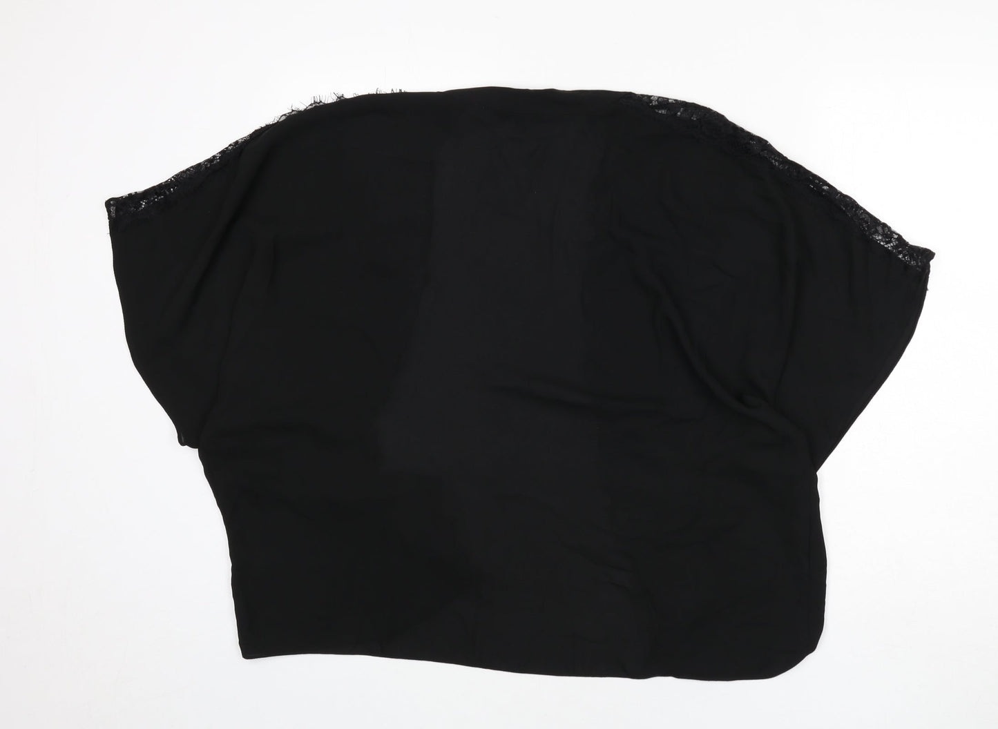 Capsule Womens Black Polyester Basic Blouse Size 18 V-Neck - Kimono, Lace Trim