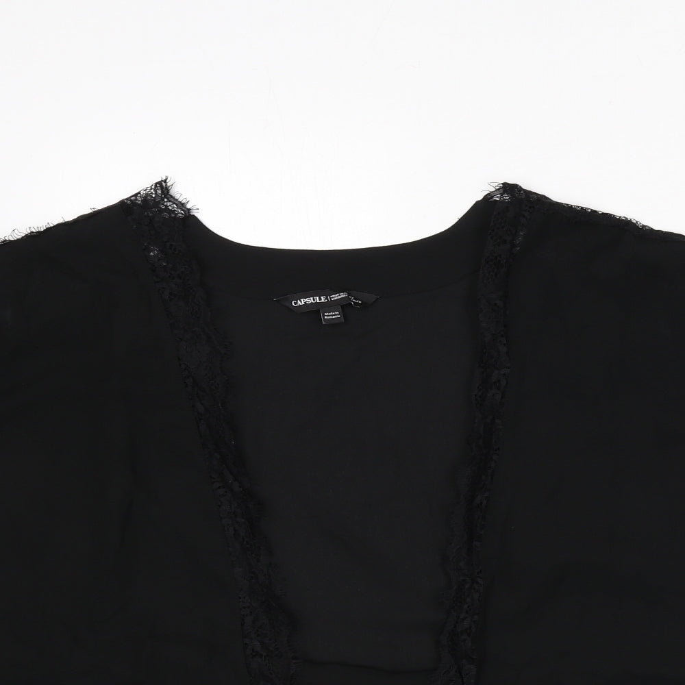 Capsule Womens Black Polyester Basic Blouse Size 18 V-Neck - Kimono, Lace Trim