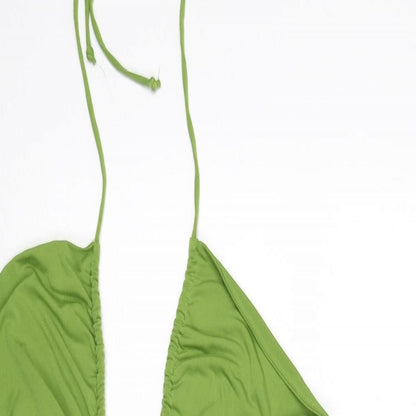 Pull&Bear Womens Green Polyester Mini Size XL Halter Tie - Cut Out Detail
