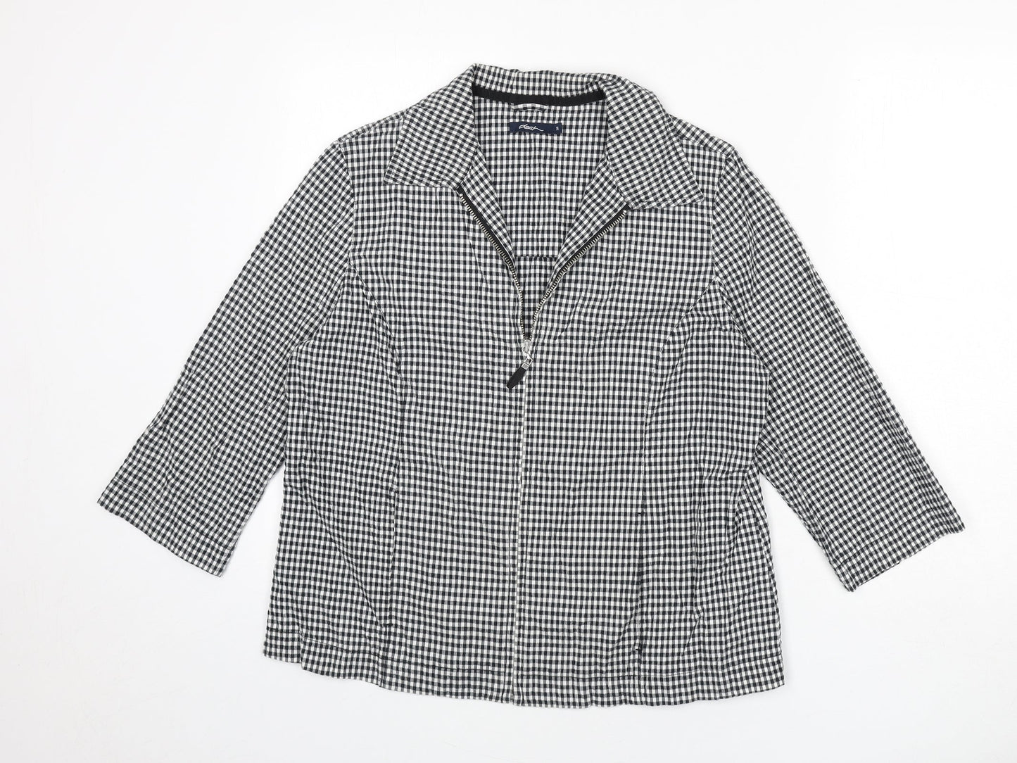 DASH Womens Grey Check Jacket Size 14 Zip