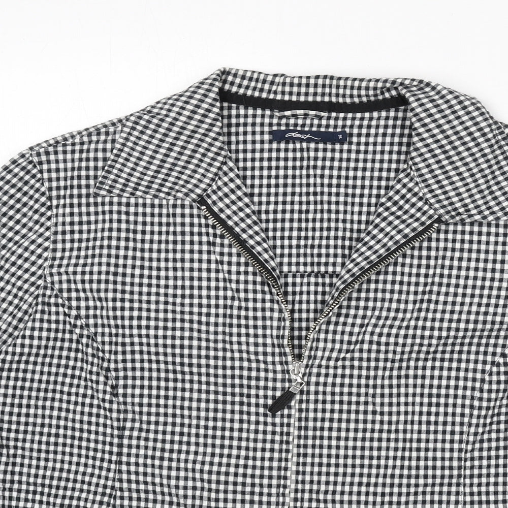 DASH Womens Grey Check Jacket Size 14 Zip