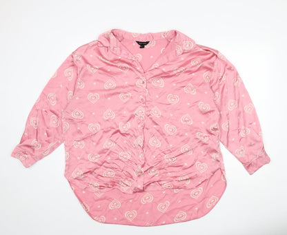 Womens UK Size 16 New Look Pink Basic Button-Up