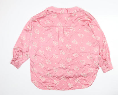 Womens UK Size 16 New Look Pink Basic Button-Up
