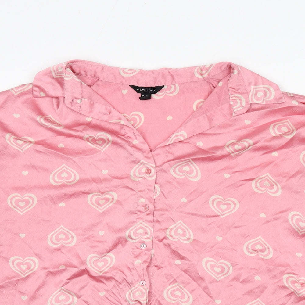 Womens UK Size 16 New Look Pink Basic Button-Up