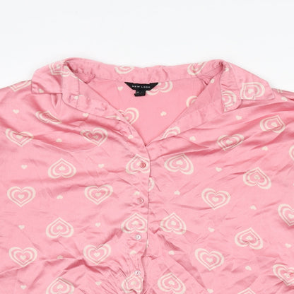 Womens UK Size 16 New Look Pink Basic Button-Up