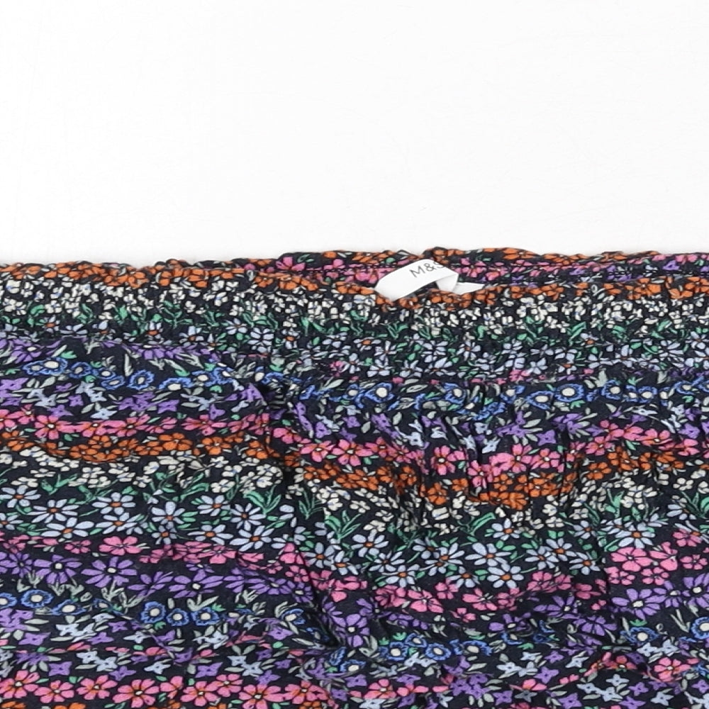 Marks and Spencer Girls Multicoloured Floral Vinyl Pettiskirt Skirt Size 12-13 Years Regular Pull On