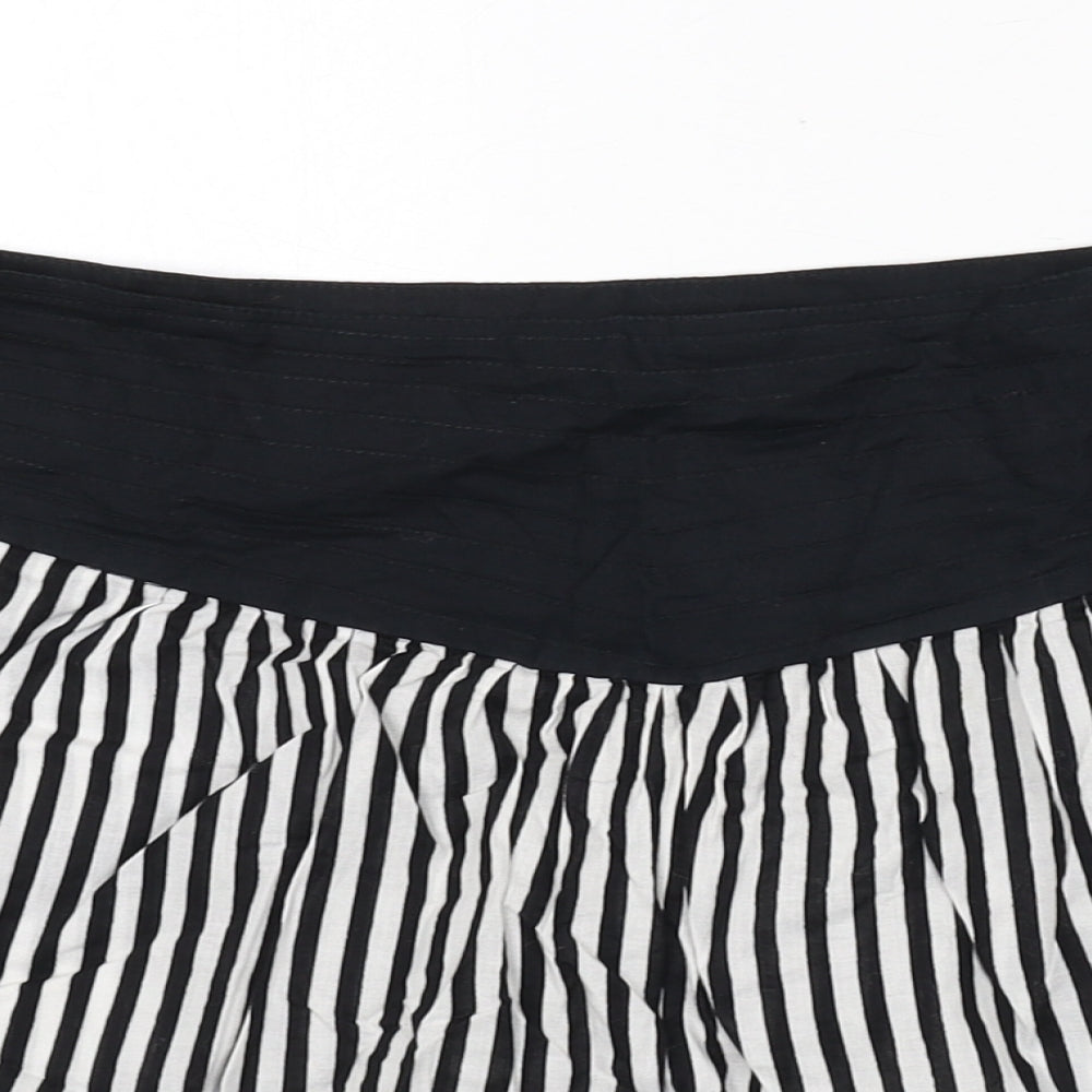 Motel Womens Black Striped Cotton A-Line Skirt Size 8 Zip