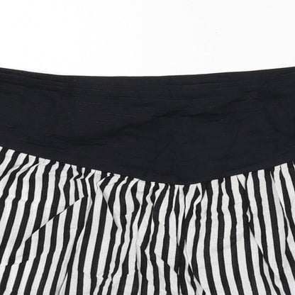 Motel Womens Black Striped Cotton A-Line Skirt Size 8 Zip