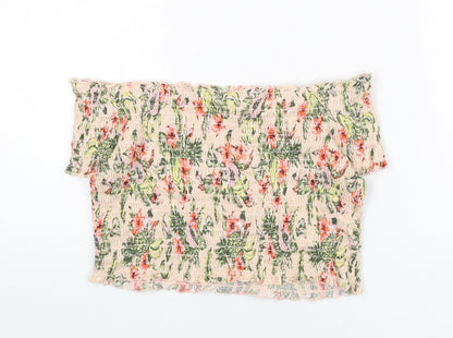 Womens UK Size L Divided by H&M Pink Cropped T-Shirt