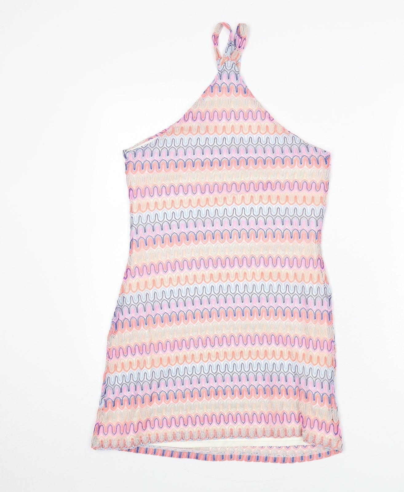 Divided by H&M Womens Multicoloured Geometric Polyester Mini Size S Halter Button