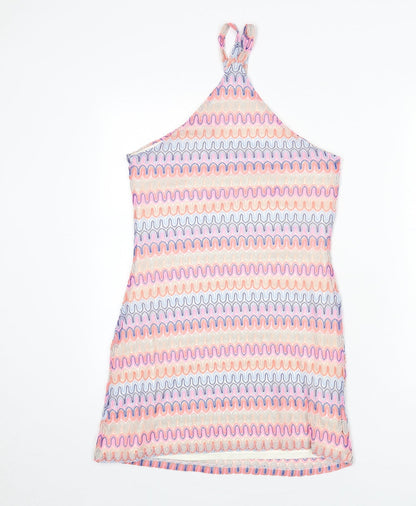 Divided by H&M Womens Multicoloured Geometric Polyester Mini Size S Halter Button