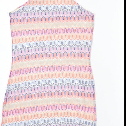 Divided by H&M Womens Multicoloured Geometric Polyester Mini Size S Halter Button