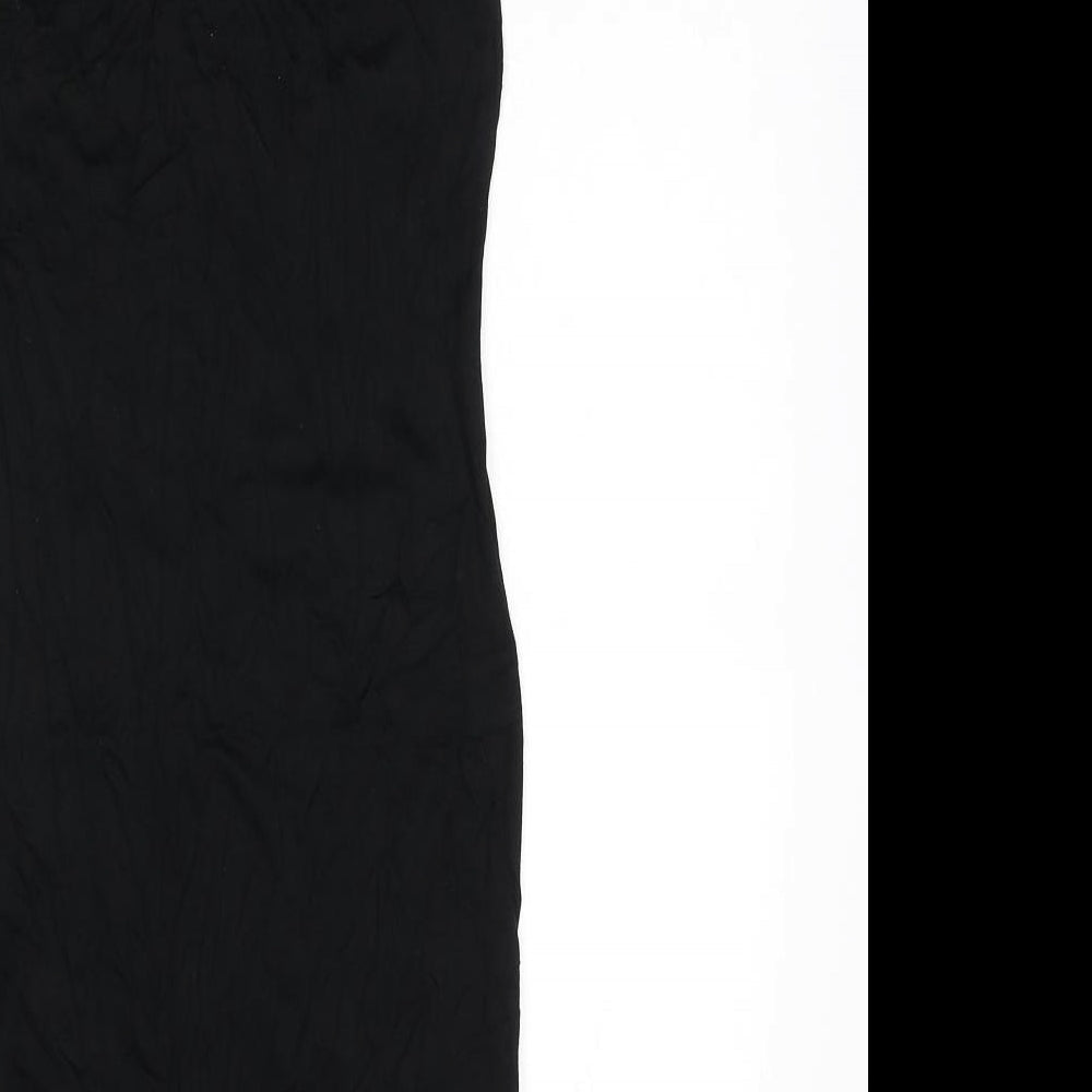 Missguided Womens Black Viscose Mini Size 6 Scoop Neck Pullover - Ruched