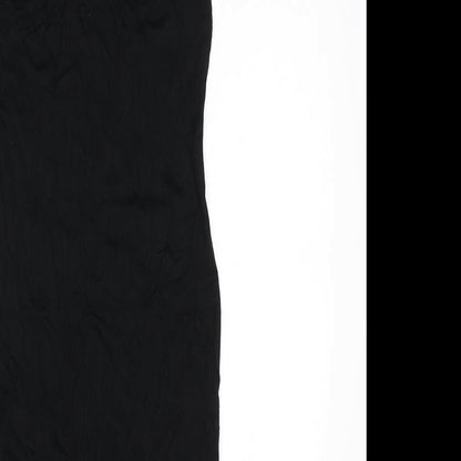 Missguided Womens Black Viscose Mini Size 6 Scoop Neck Pullover - Ruched