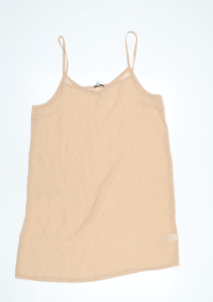 NEXT Womens Beige Polyester Slip Dress Size 16 Scoop Neck Pullover