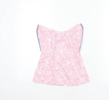 Penelope Mack Girls Pink Floral 100% Cotton Basic Blouse Size 2 Years Round Neck Button