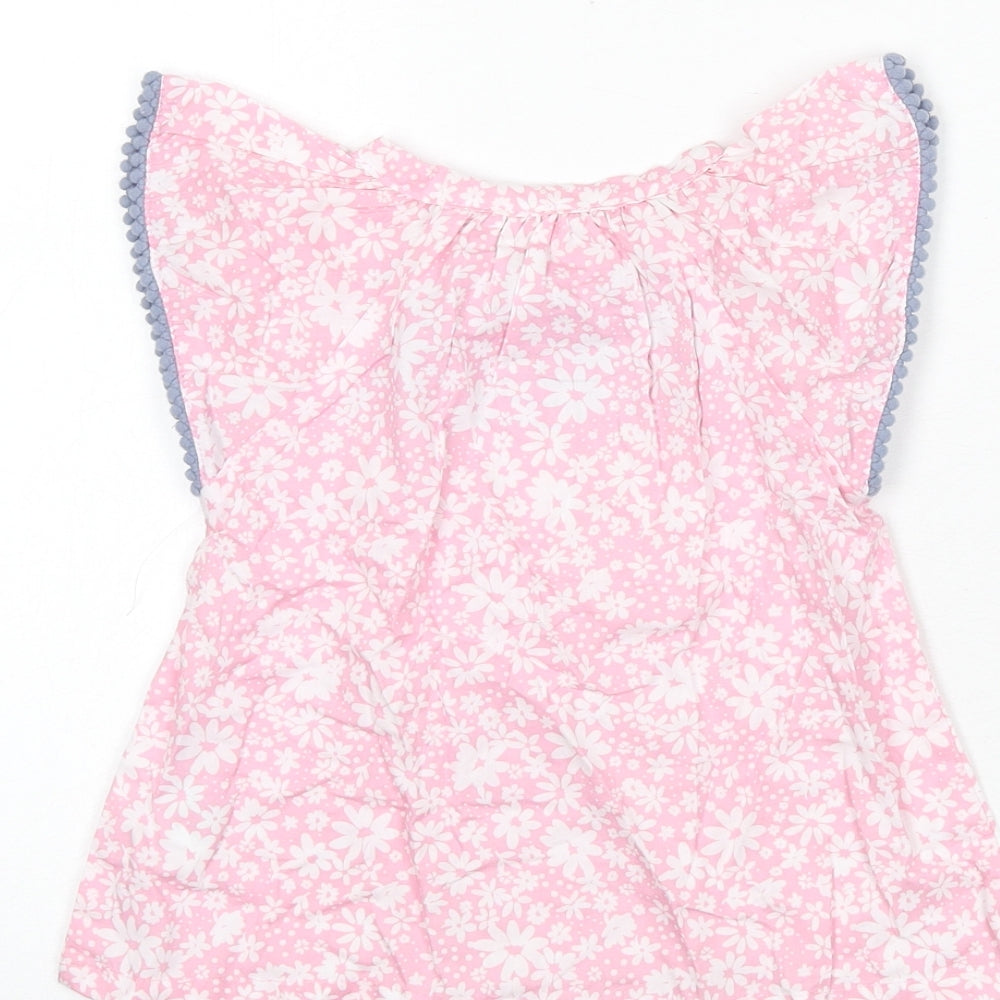 Penelope Mack Girls Pink Floral 100% Cotton Basic Blouse Size 2 Years Round Neck Button