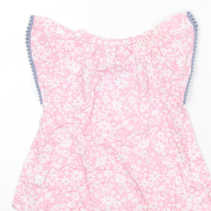 Penelope Mack Girls Pink Floral 100% Cotton Basic Blouse Size 2 Years Round Neck Button