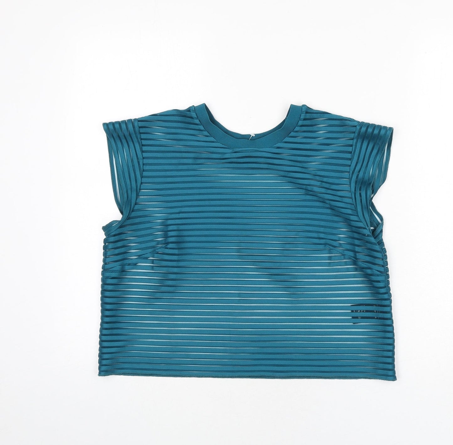 & Other Stories Womens Green Striped Polyester Cropped T-Shirt Size 12 Round Neck