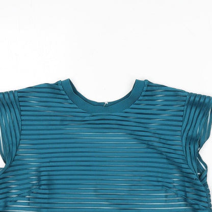 & Other Stories Womens Green Striped Polyester Cropped T-Shirt Size 12 Round Neck