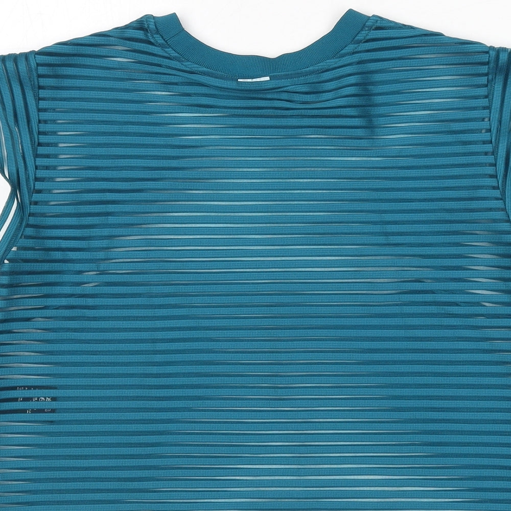 & Other Stories Womens Green Striped Polyester Cropped T-Shirt Size 12 Round Neck