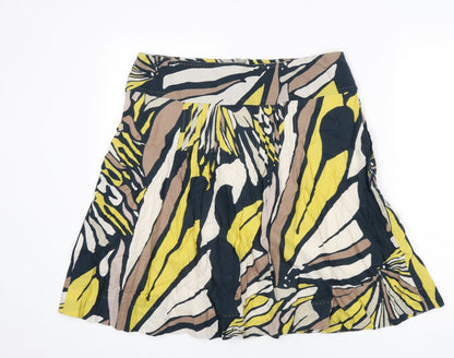 Marks and Spencer Womens Multicoloured Geometric Cotton Flare Skirt Size 14 Zip