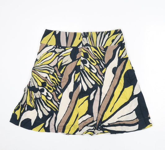 Marks and Spencer Womens Multicoloured Geometric Cotton Flare Skirt Size 14 Zip