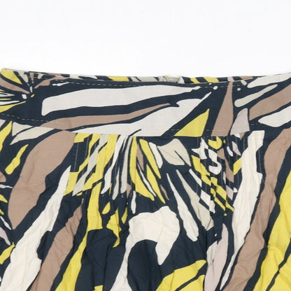 Marks and Spencer Womens Multicoloured Geometric Cotton Flare Skirt Size 14 Zip