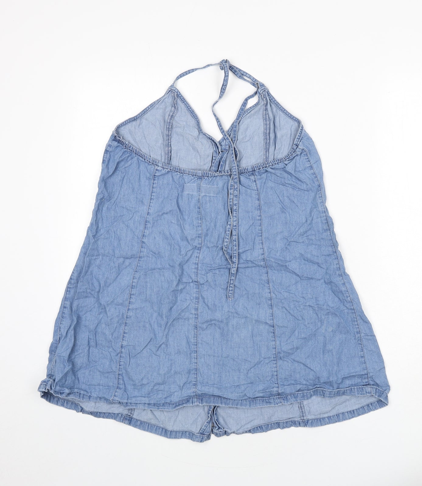 ASOS Womens Blue 100% Cotton Mini Size 12 Halter Button