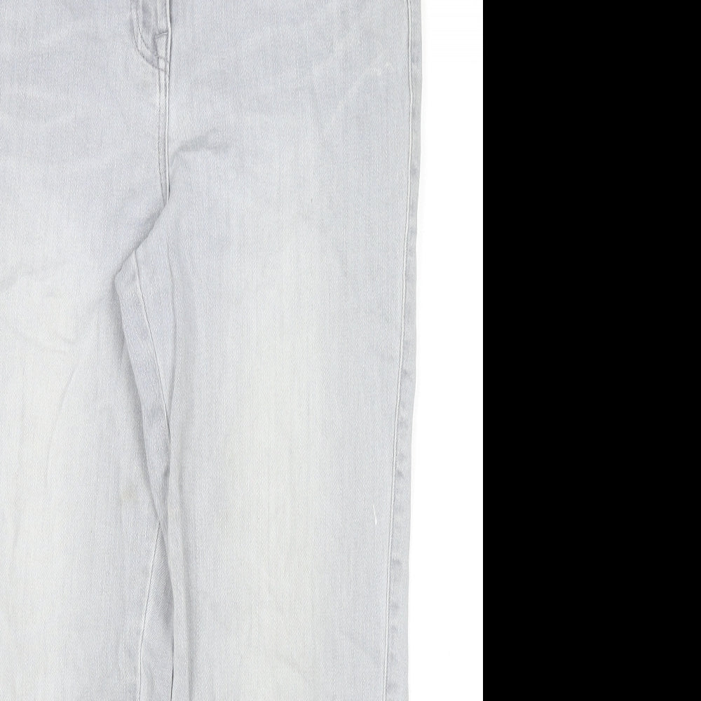 NEXT Womens Grey Cotton Straight Jeans Size 14 L24 in Regular Zip