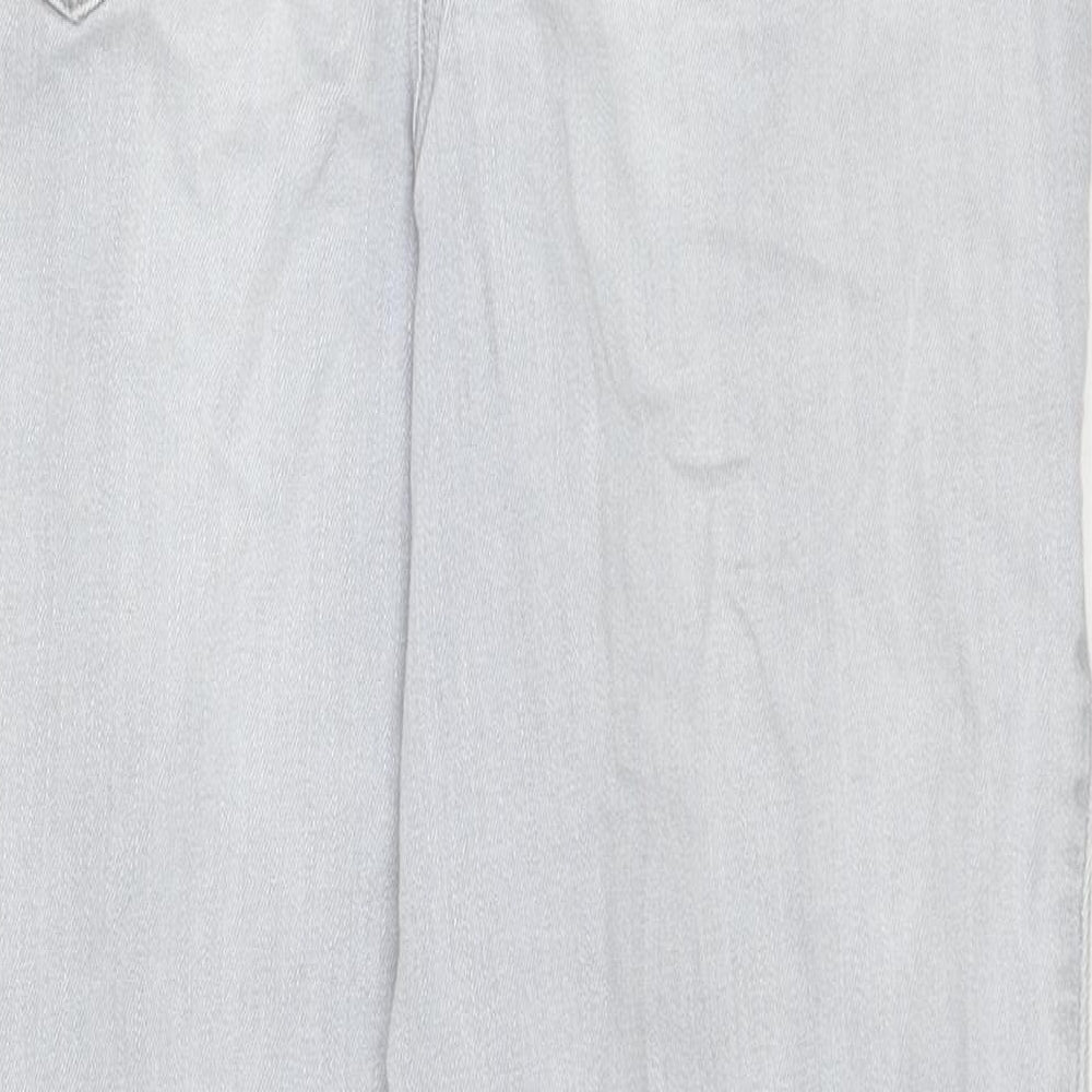 NEXT Womens Grey Cotton Straight Jeans Size 14 L24 in Regular Zip