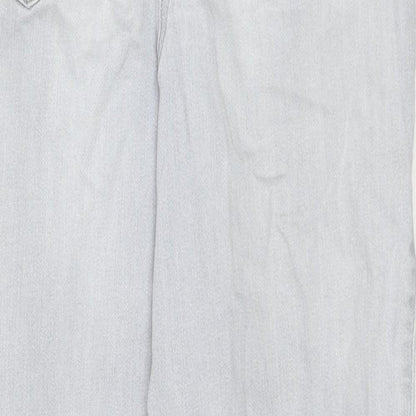 NEXT Womens Grey Cotton Straight Jeans Size 14 L24 in Regular Zip