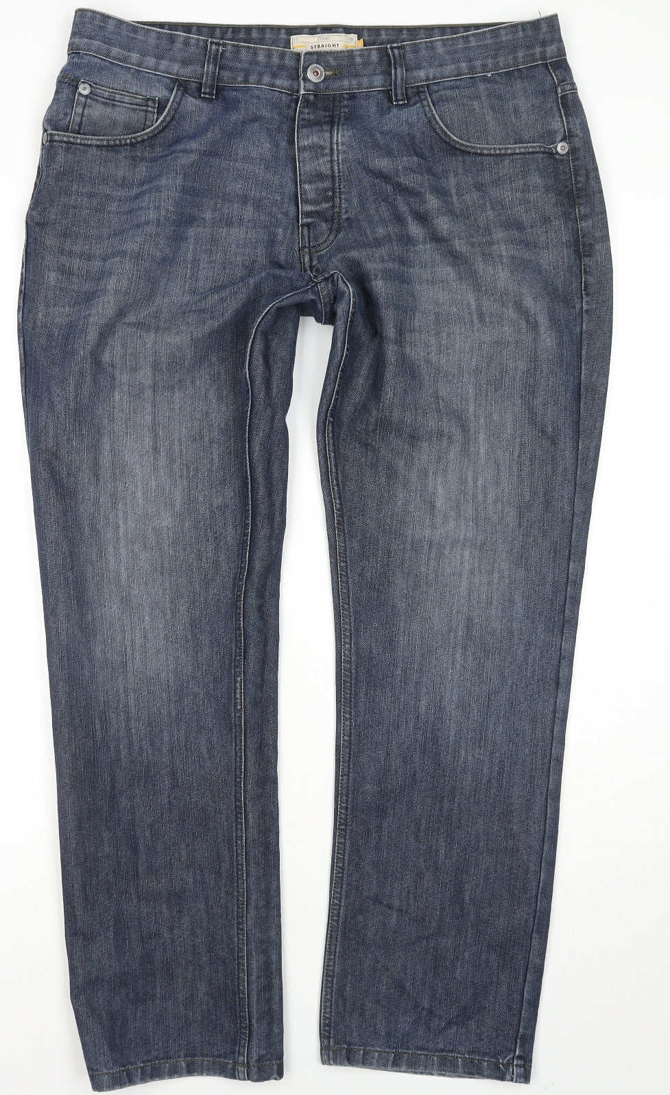 NEXT Womens Blue Cotton Straight Jeans Size 38 in L33 in Regular Zip