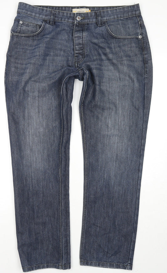 NEXT Womens Blue Cotton Straight Jeans Size 38 in L33 in Regular Zip