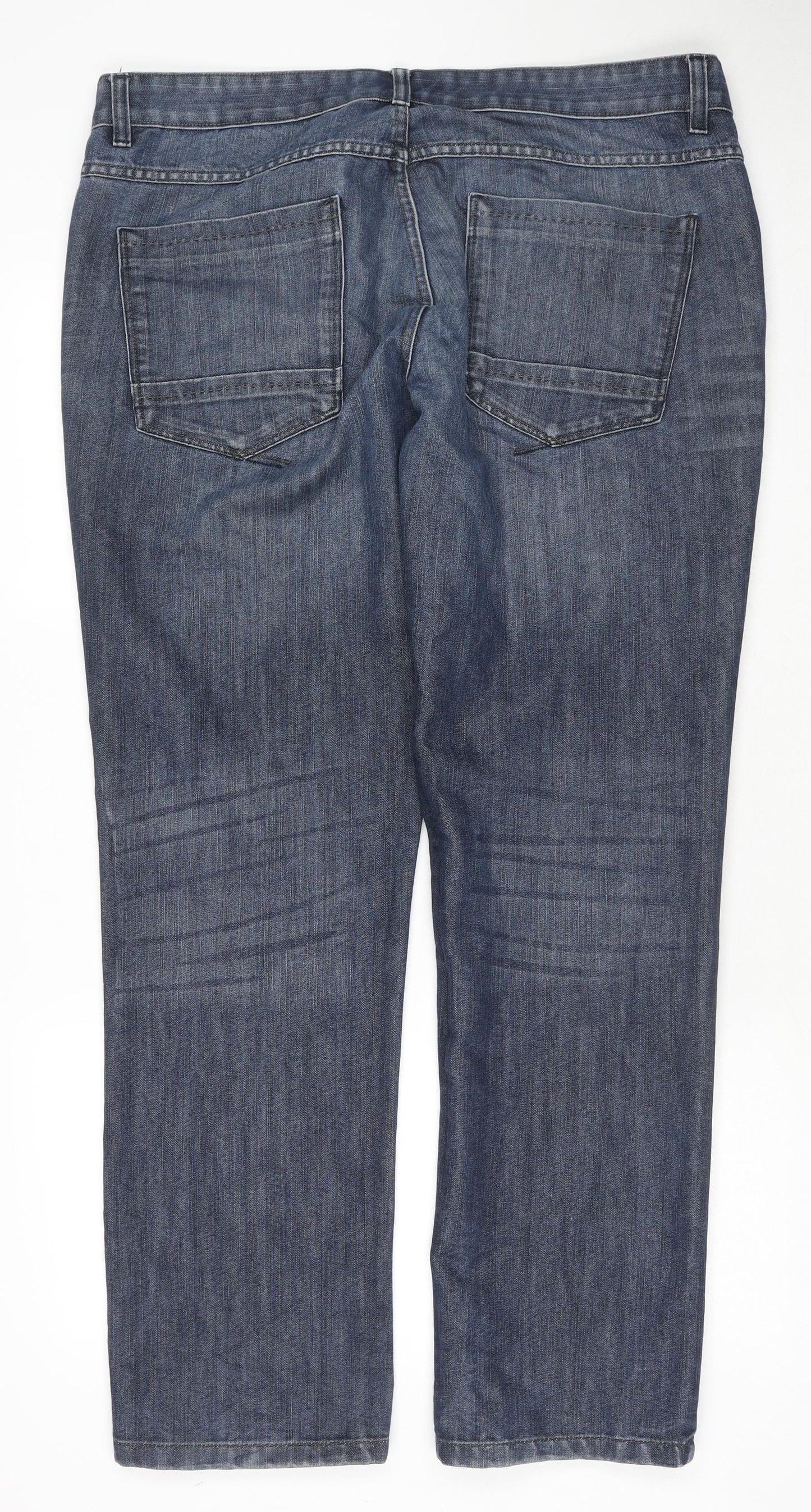 NEXT Womens Blue Cotton Straight Jeans Size 38 in L33 in Regular Zip