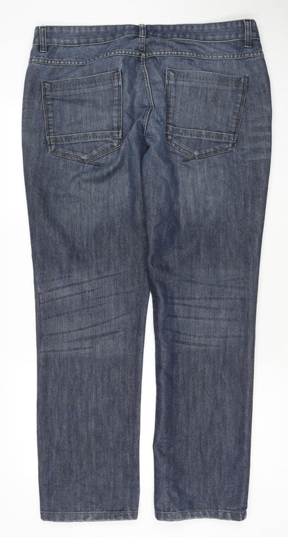 NEXT Womens Blue Cotton Straight Jeans Size 38 in L33 in Regular Zip