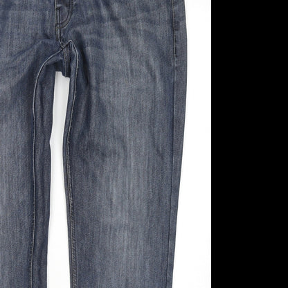 NEXT Womens Blue Cotton Straight Jeans Size 38 in L33 in Regular Zip