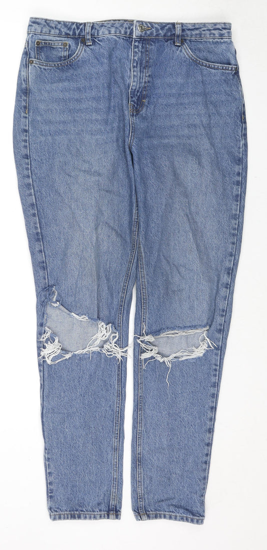 Topshop Womens Black Cotton Straight Jeans Size 16 L36 in Regular Zip