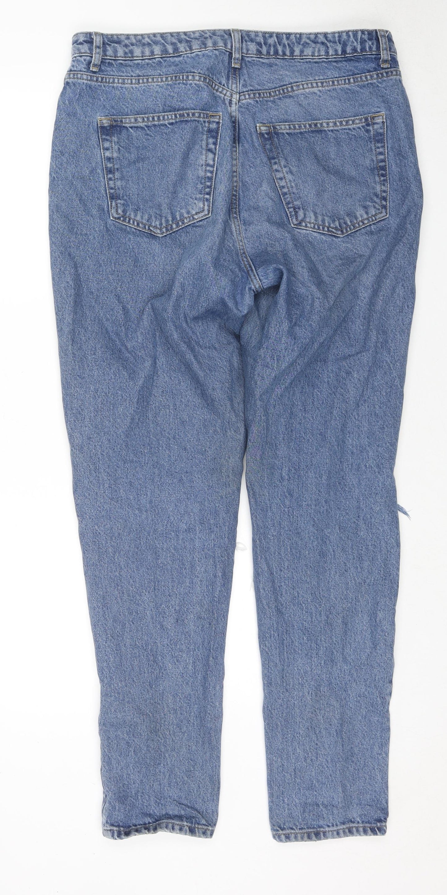 Topshop Womens Black Cotton Straight Jeans Size 16 L36 in Regular Zip